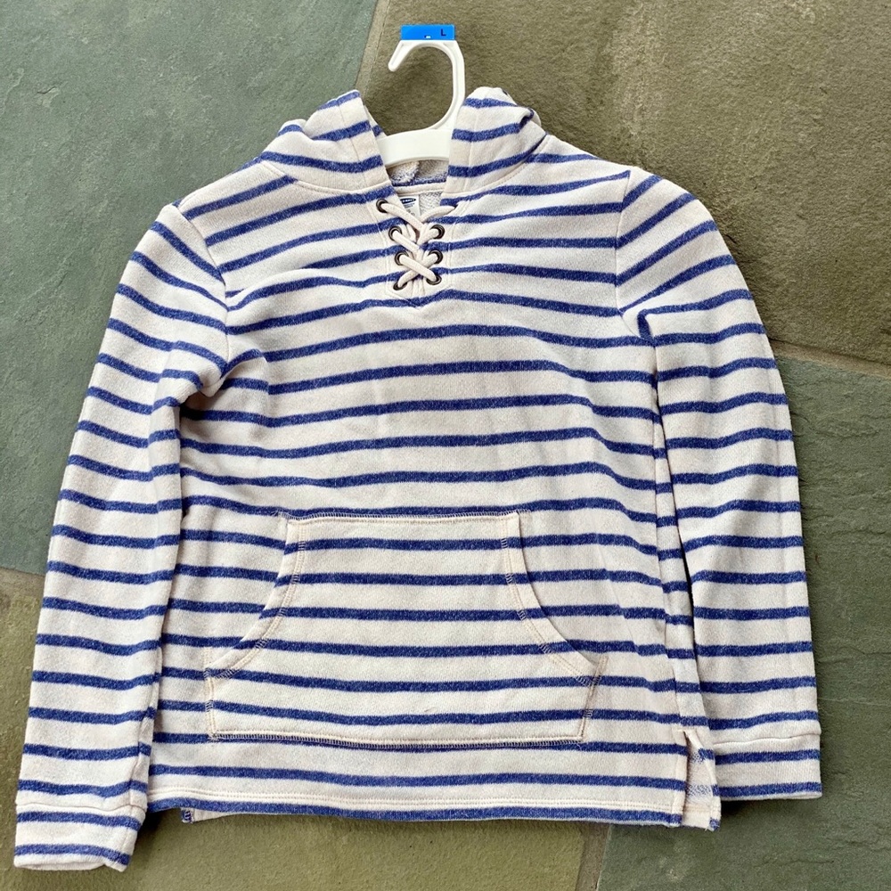 EUC 10/12 Old Navy striped pullover with hoodie